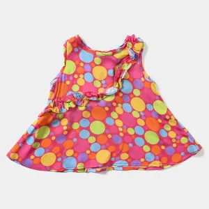 Infant Girls Viscose Casual Top Polka Bucket-Pink