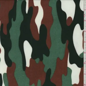 Jade/Brown/Black Camo Jersey Knit Fabric