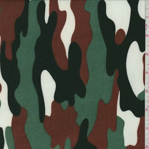 Jade/Brown/Black Camo Jersey Knit Fabric