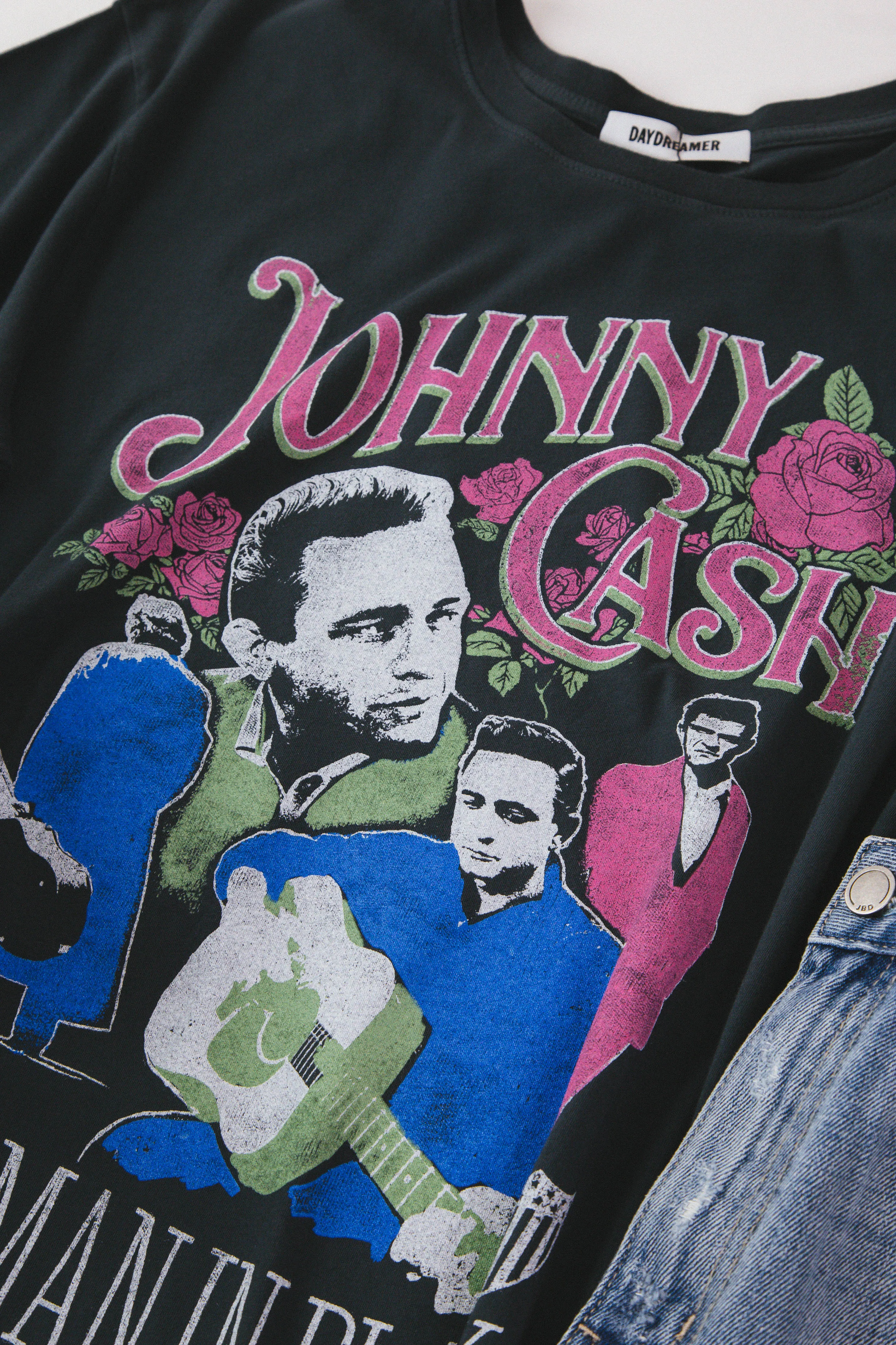 Johnny Cash The Man In Black Boyfriend Tee, Vintage Black | Daydreamer