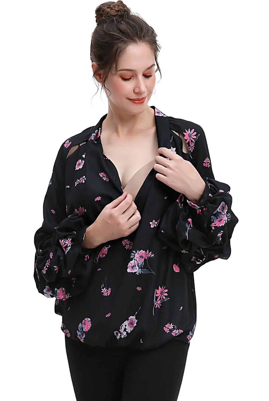 Kimi   Kai Maternity "Brooklyn" Nursing Floral Print Blouse