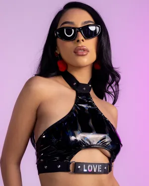 LED Destructive Love Halter Top