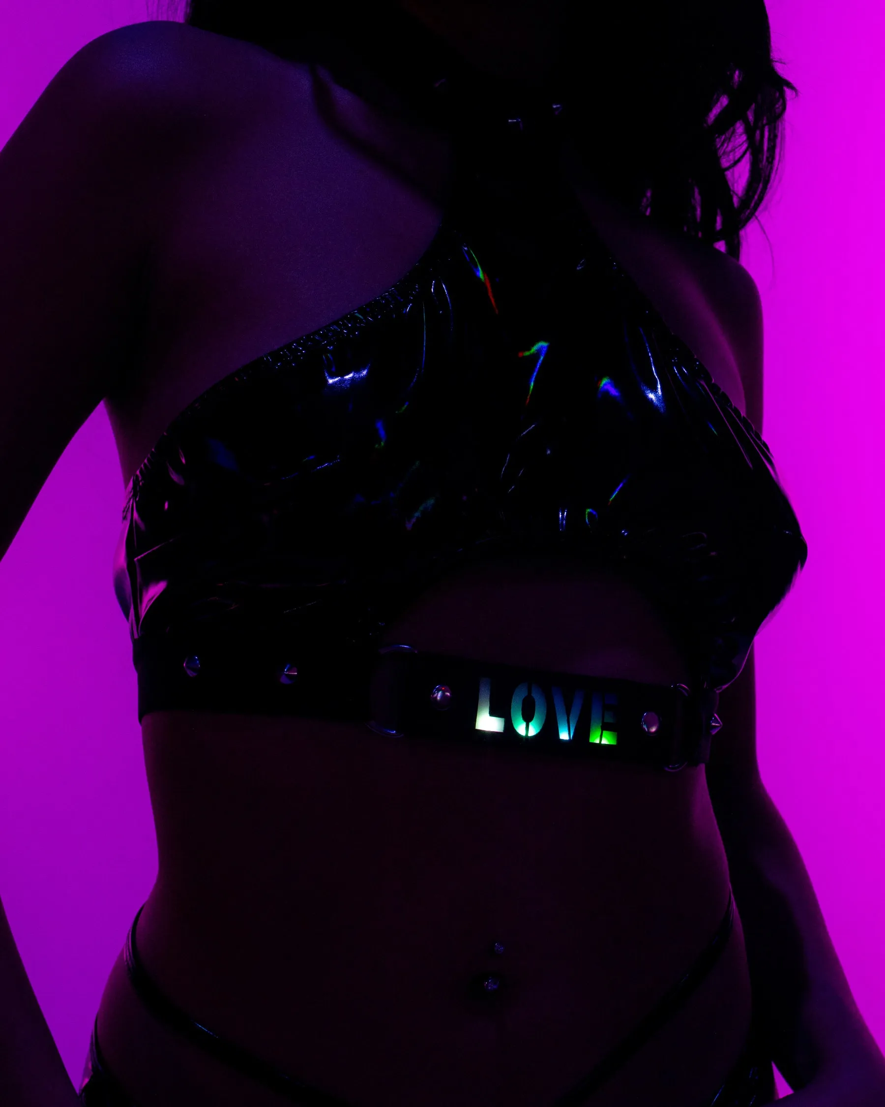 LED Destructive Love Halter Top