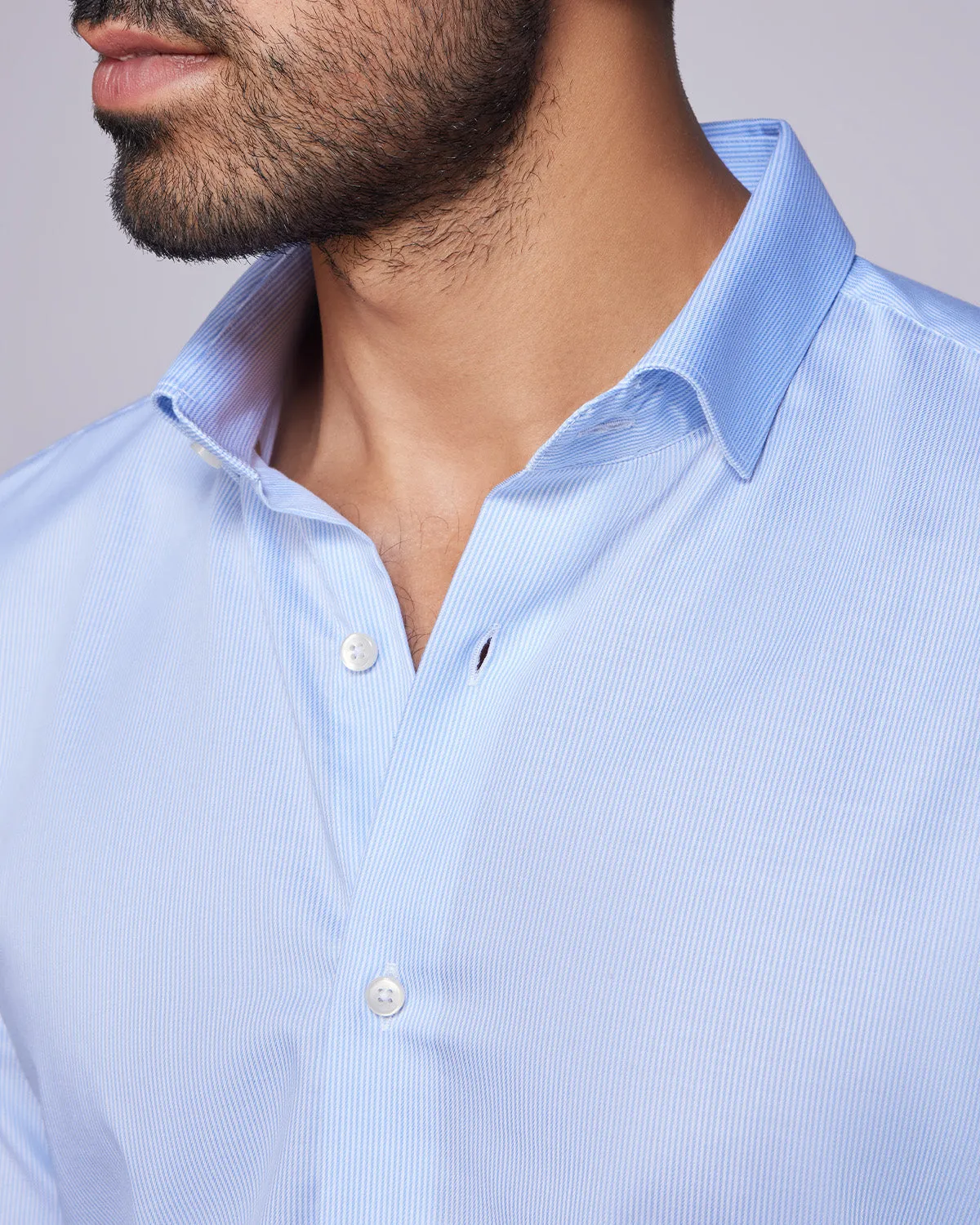 Light Blue Pinstriped Shirt