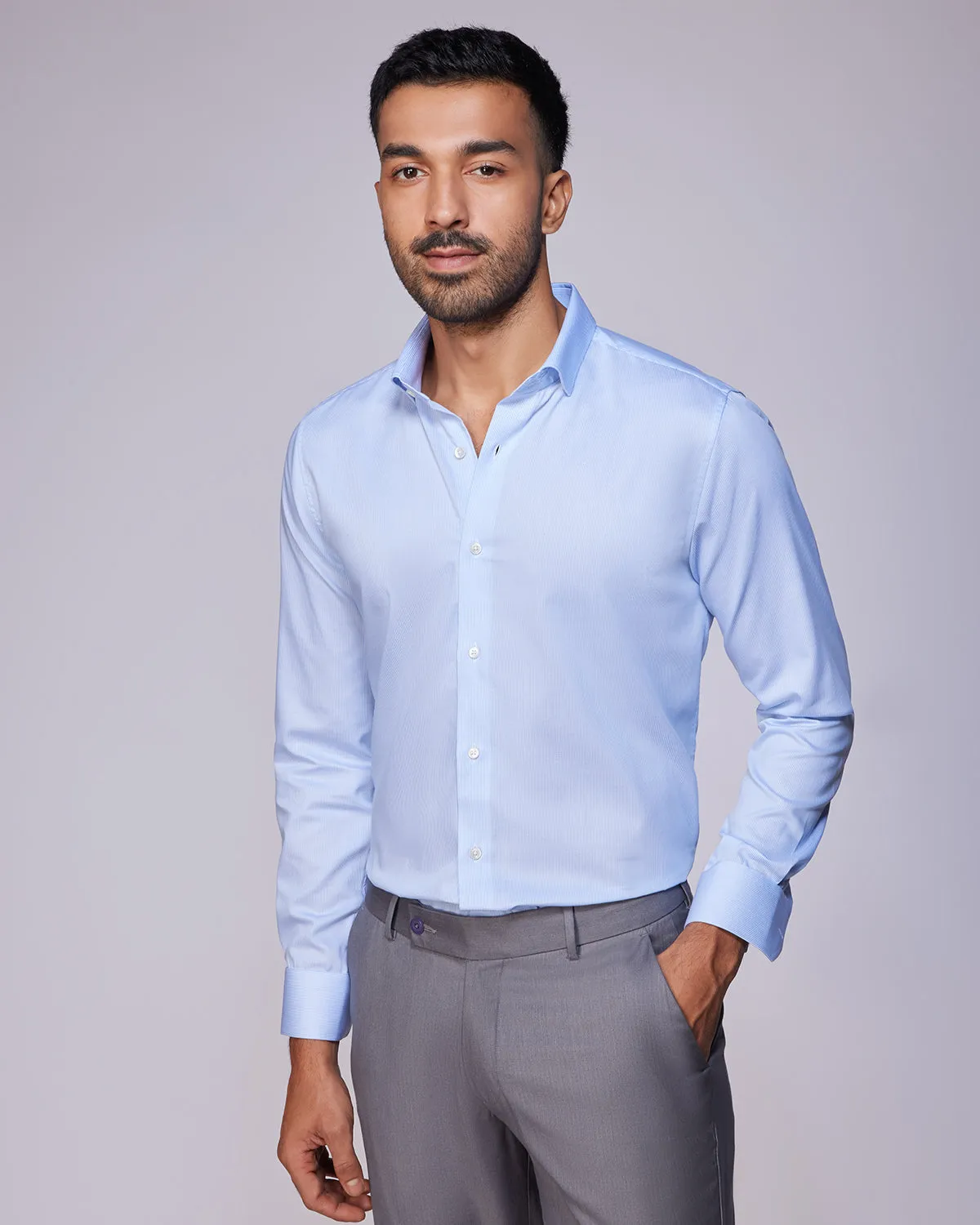 Light Blue Pinstriped Shirt