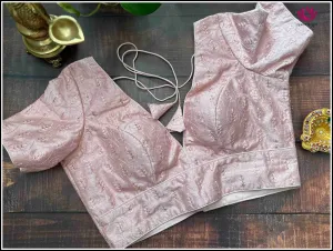 Light Pink Sequins Blouse with V Neck - Size 38