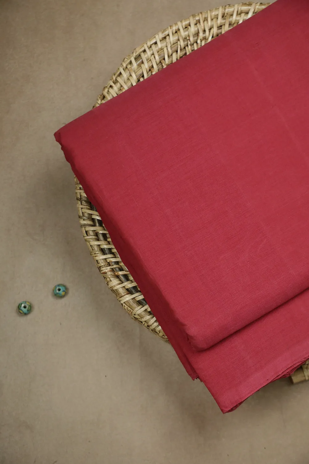Light Red Mangalagiri Cotton Fabric