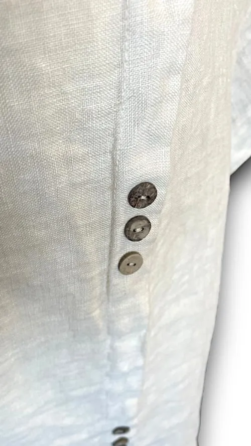 LINEN TEE WITH COCONUT BUTTON DETAIL NATURAL