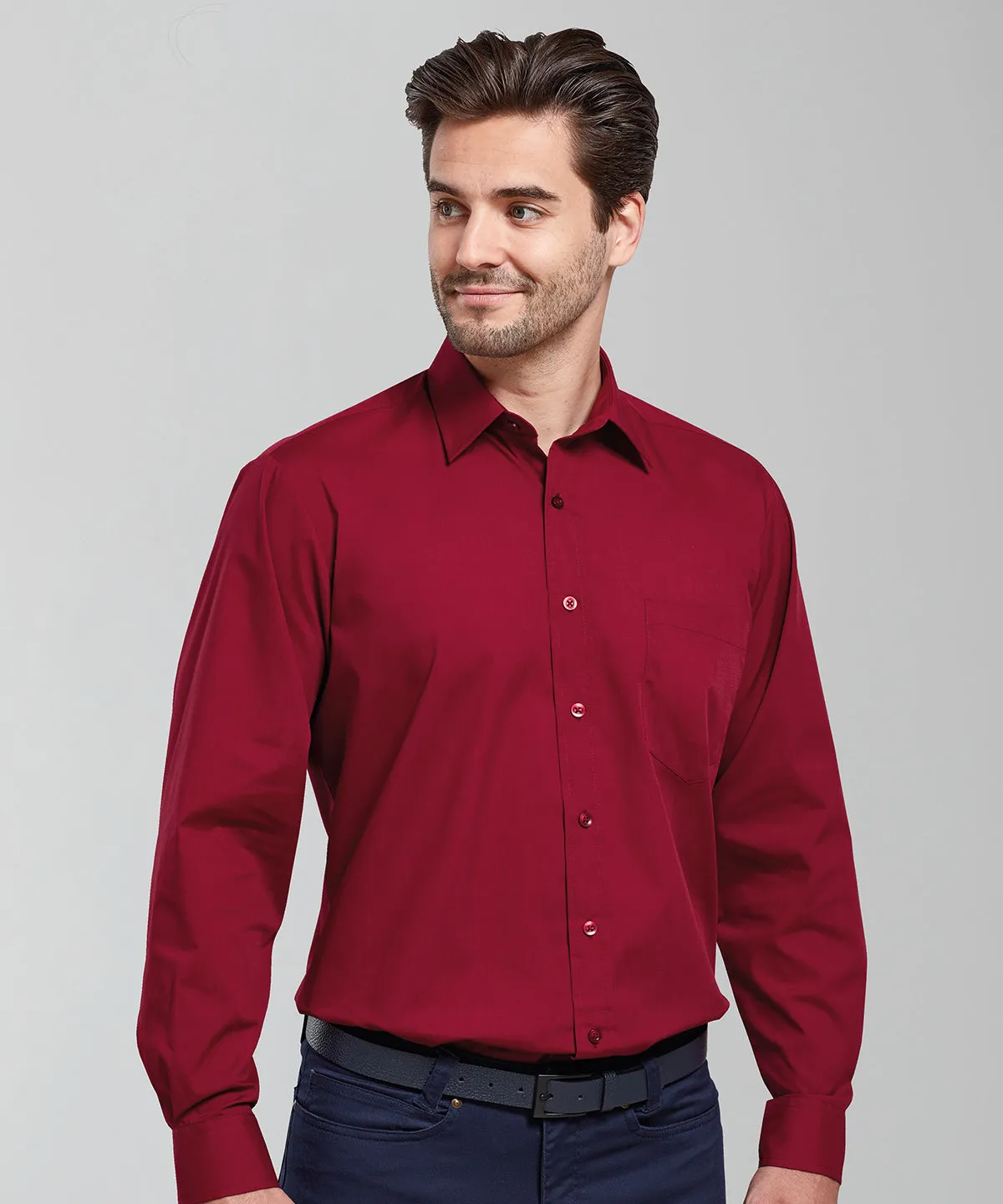 Long sleeve poplin shirt | Turquoise*