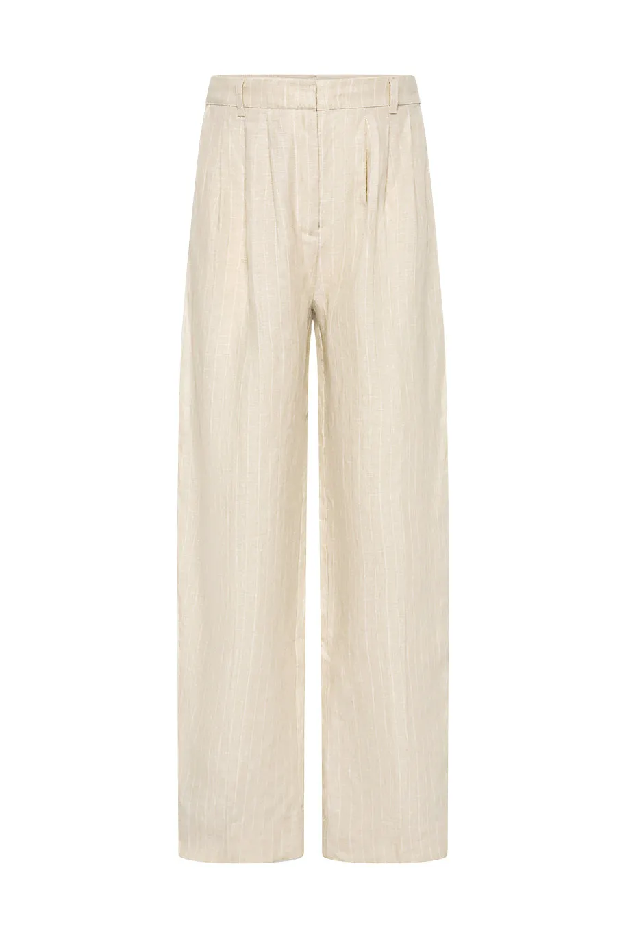 LUCILLE TROUSER - BEIGE PINSTRIPE