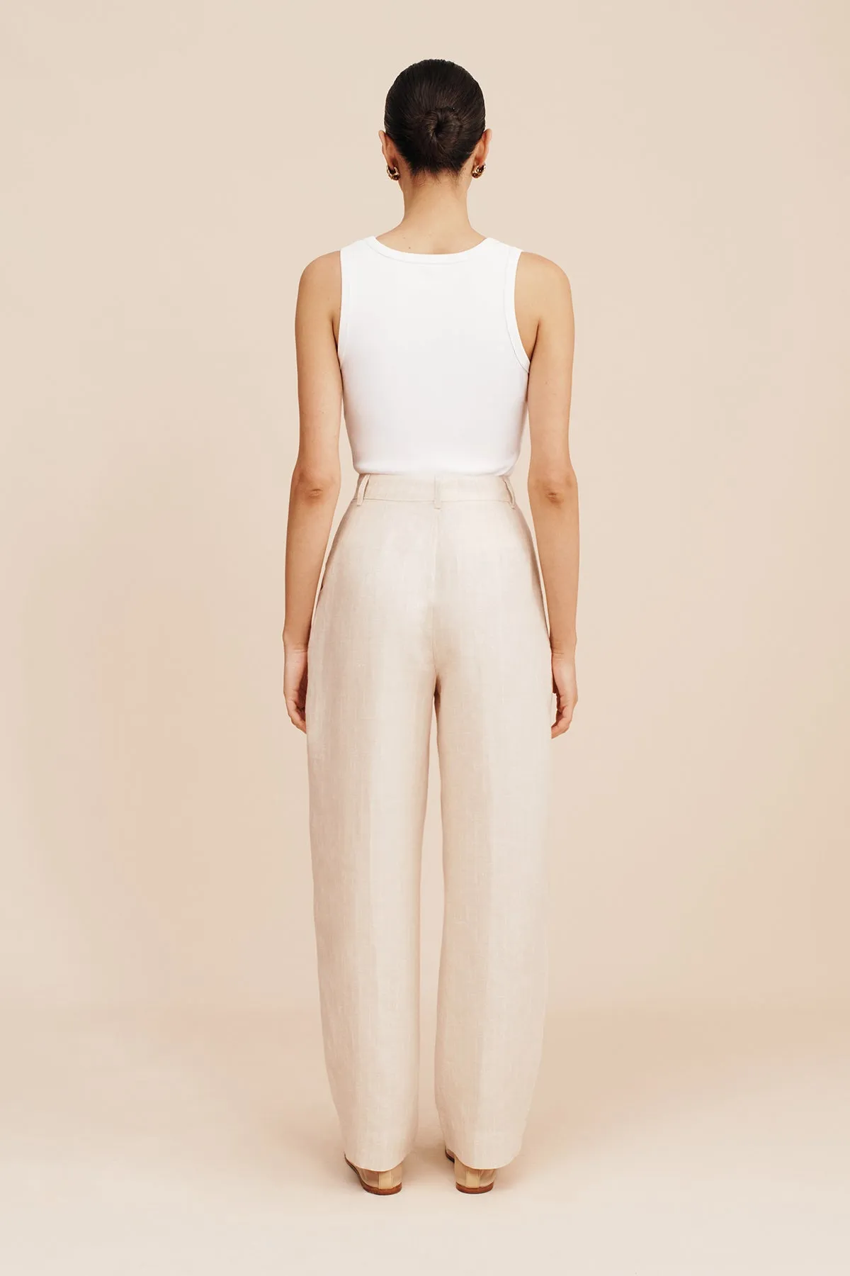 LUCILLE TROUSER - BEIGE PINSTRIPE