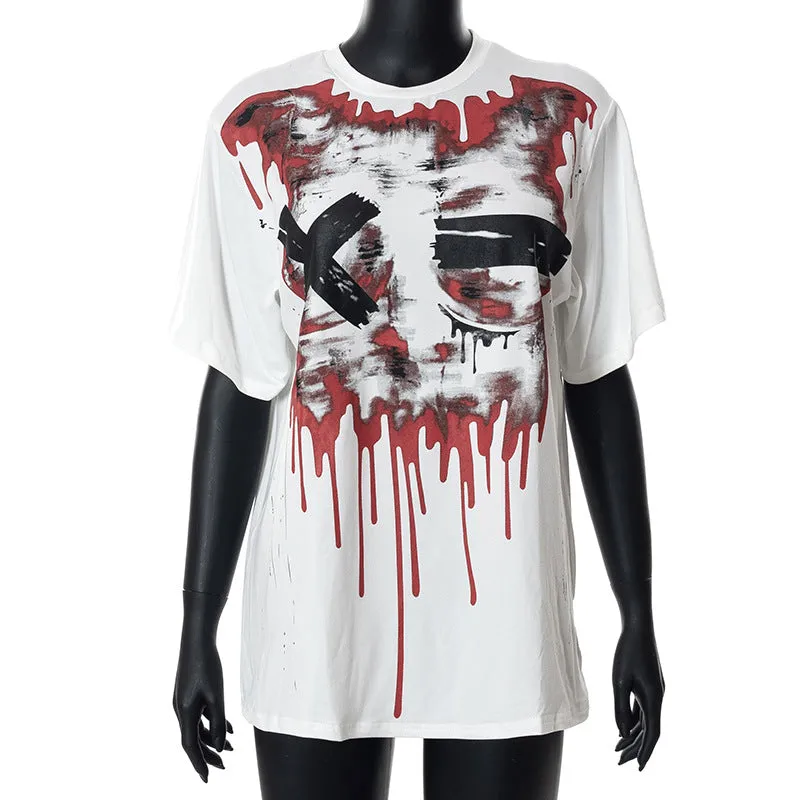 MB FASHION Edgy Oversized T-Shirt with Dripping Face Graphic 176AT