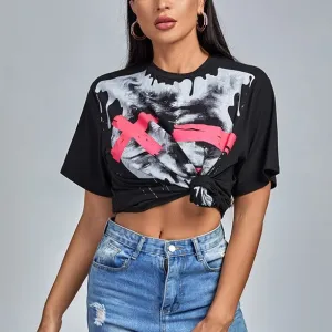 MB FASHION Edgy Oversized T-Shirt with Dripping Face Graphic 176AT