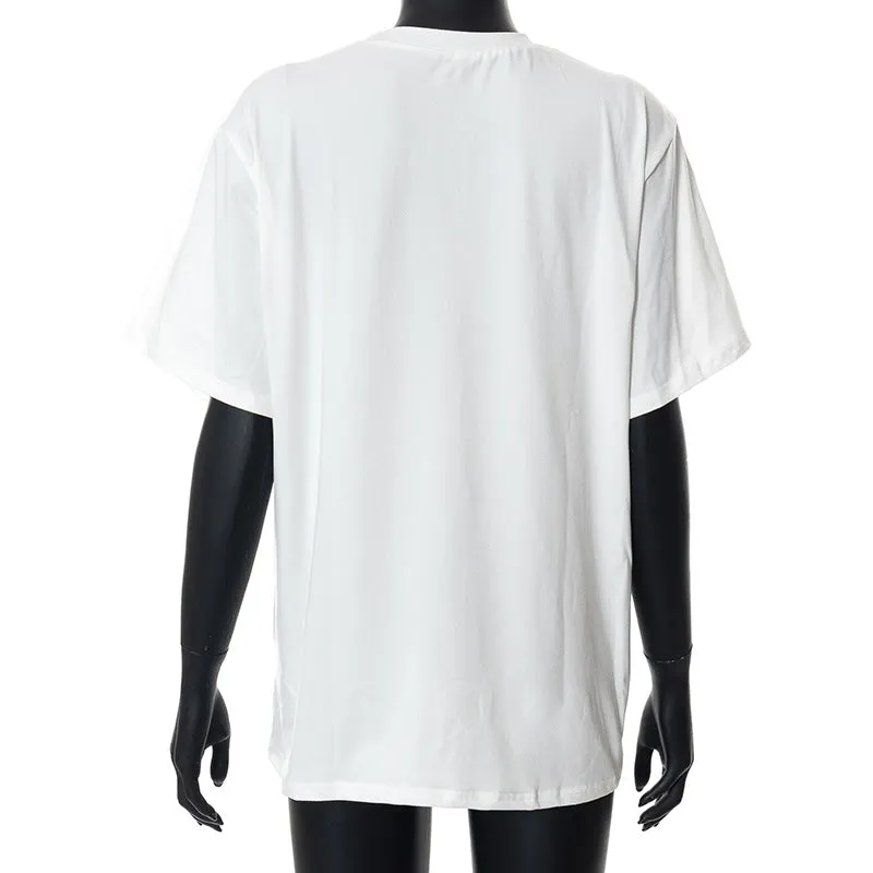 MB FASHION Edgy Oversized T-Shirt with Dripping Face Graphic 176AT