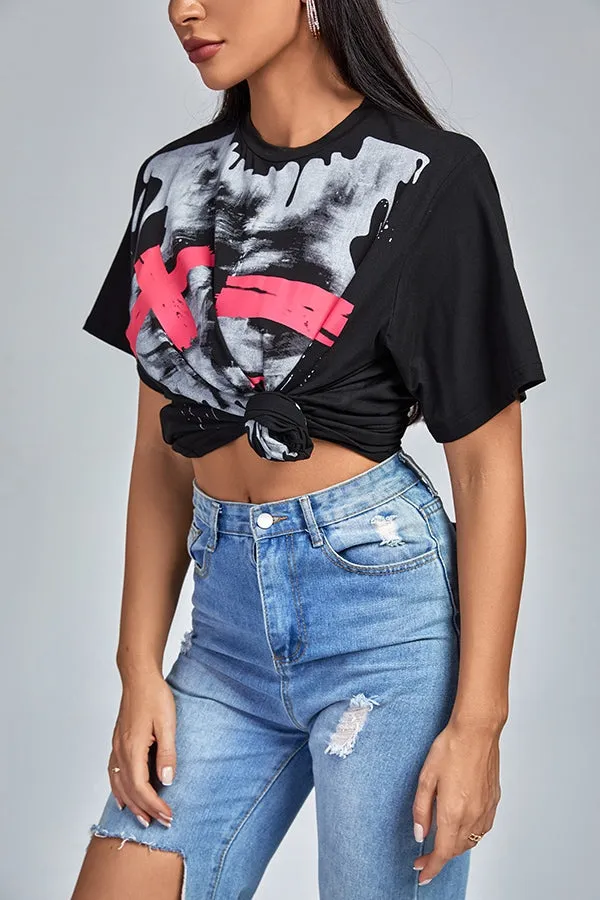 MB FASHION Edgy Oversized T-Shirt with Dripping Face Graphic 176AT