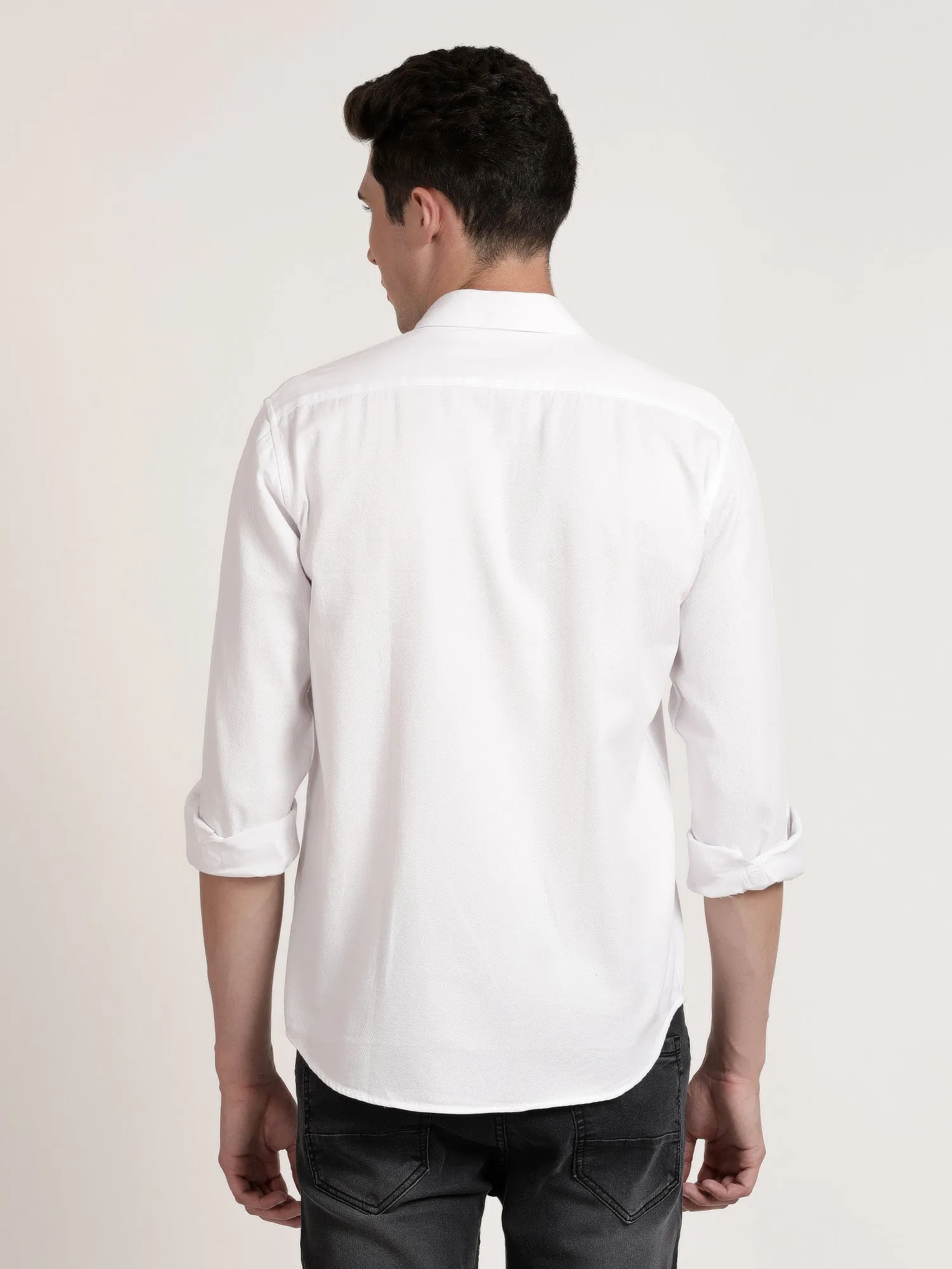 Men White Solid Formal Shirt (GBRJ6027)