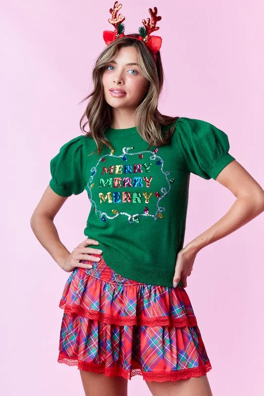 Merry Merry Merry Sequin Knit Sweater