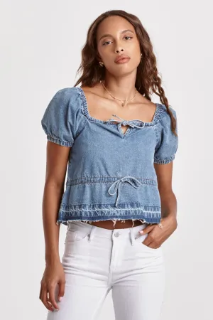 MIA CINCHED CHAMBRAY TOP SHIERRO