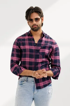 Midnight Black & Fuchsia Pink Casual Shirt