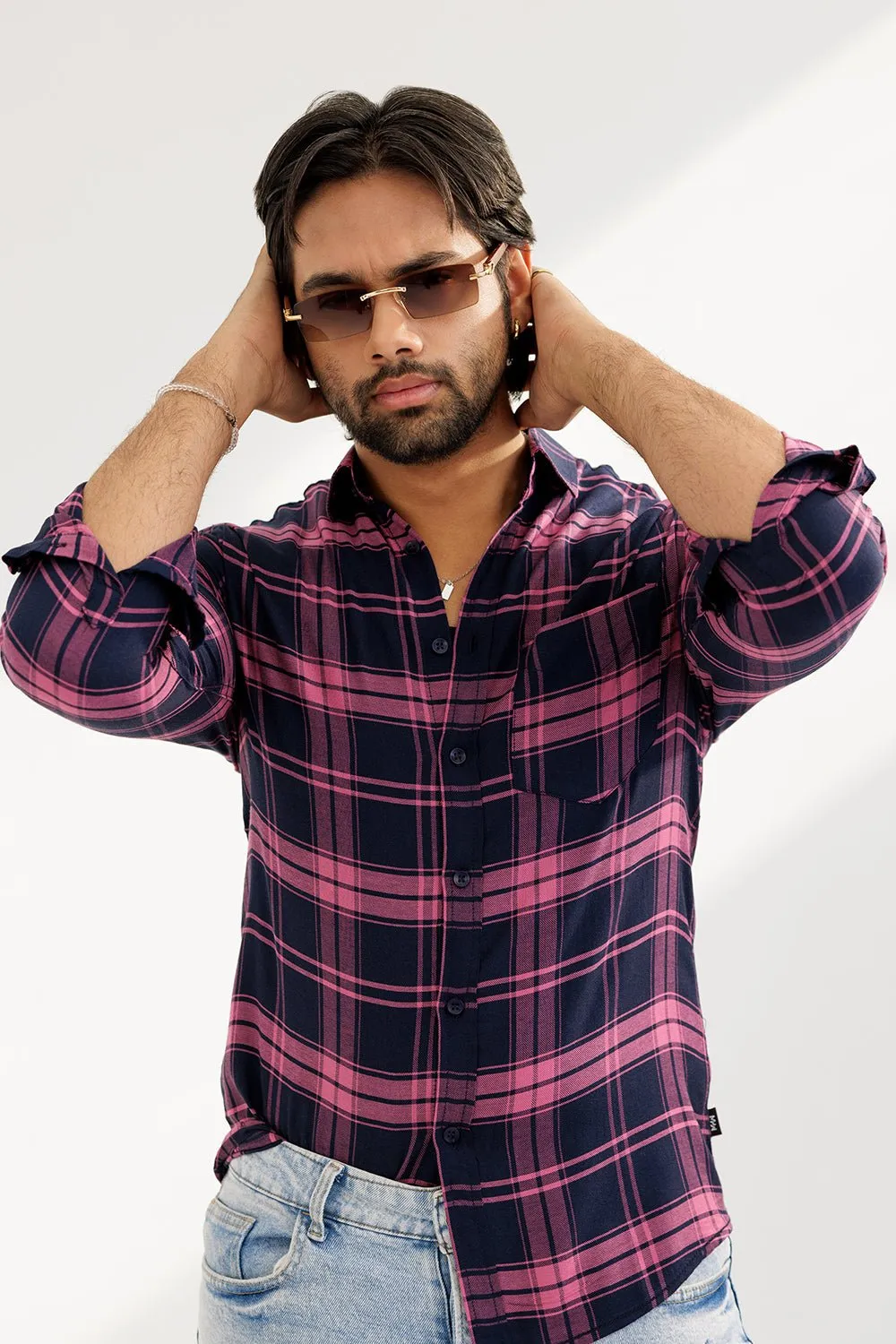 Midnight Black & Fuchsia Pink Casual Shirt