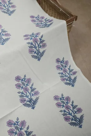 Milk White with Big Butta Sanganeri Cotton Fabric - 1m