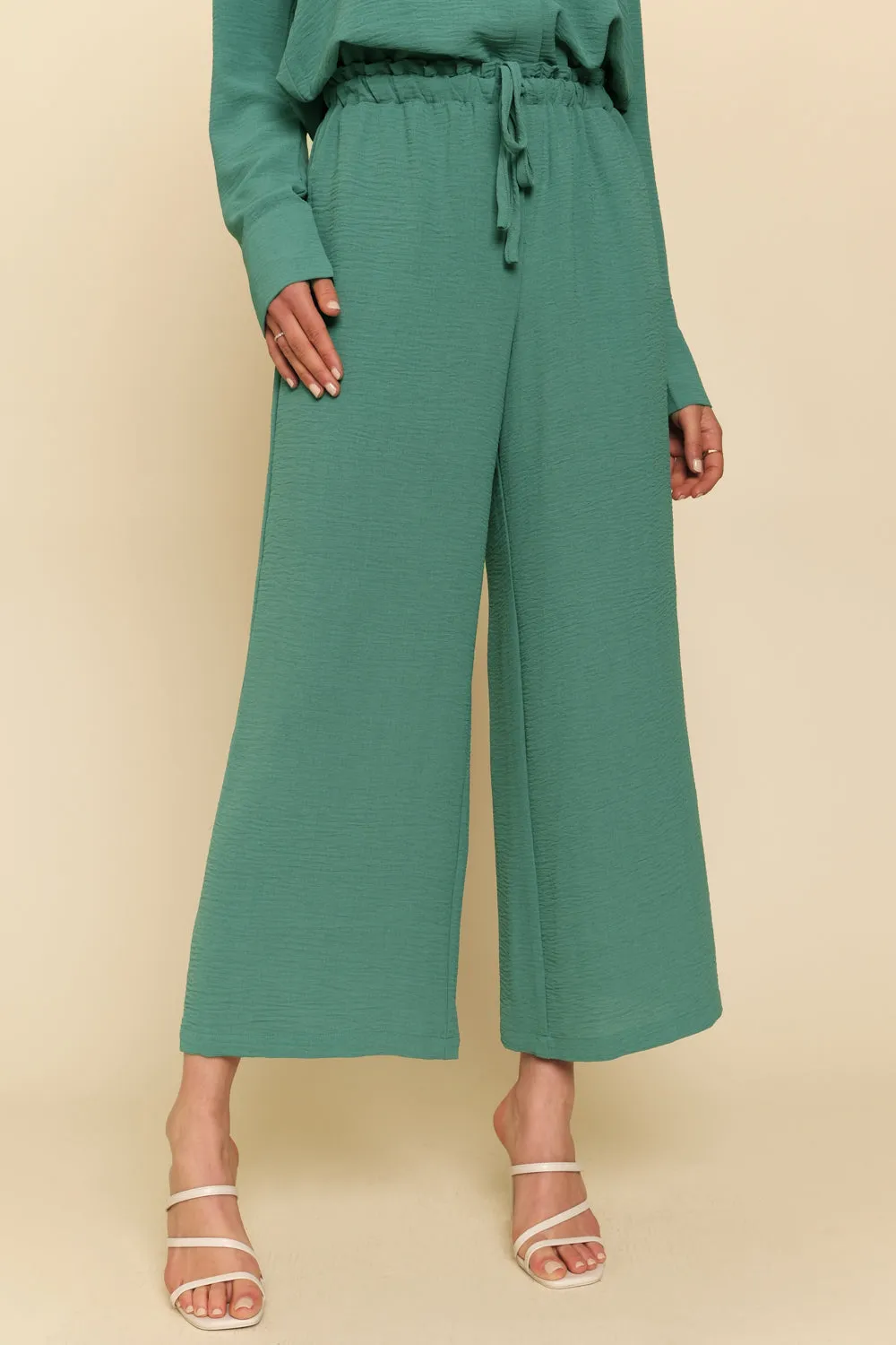 Mystree Smocked Bottom Peasant Chiffon Blouse In Green Mix