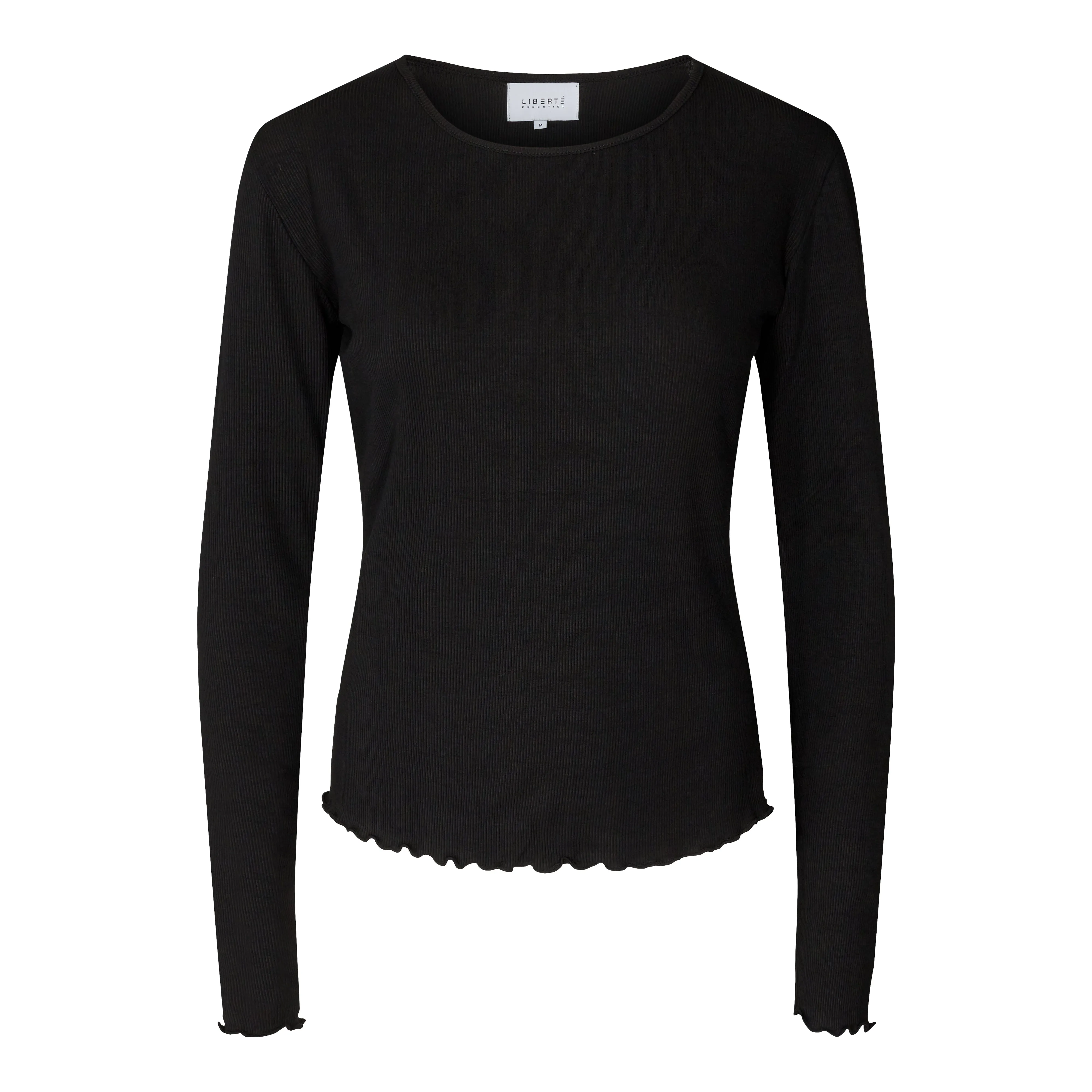 NATALIA LS ROUND NECK  BLOUSE - BLACK