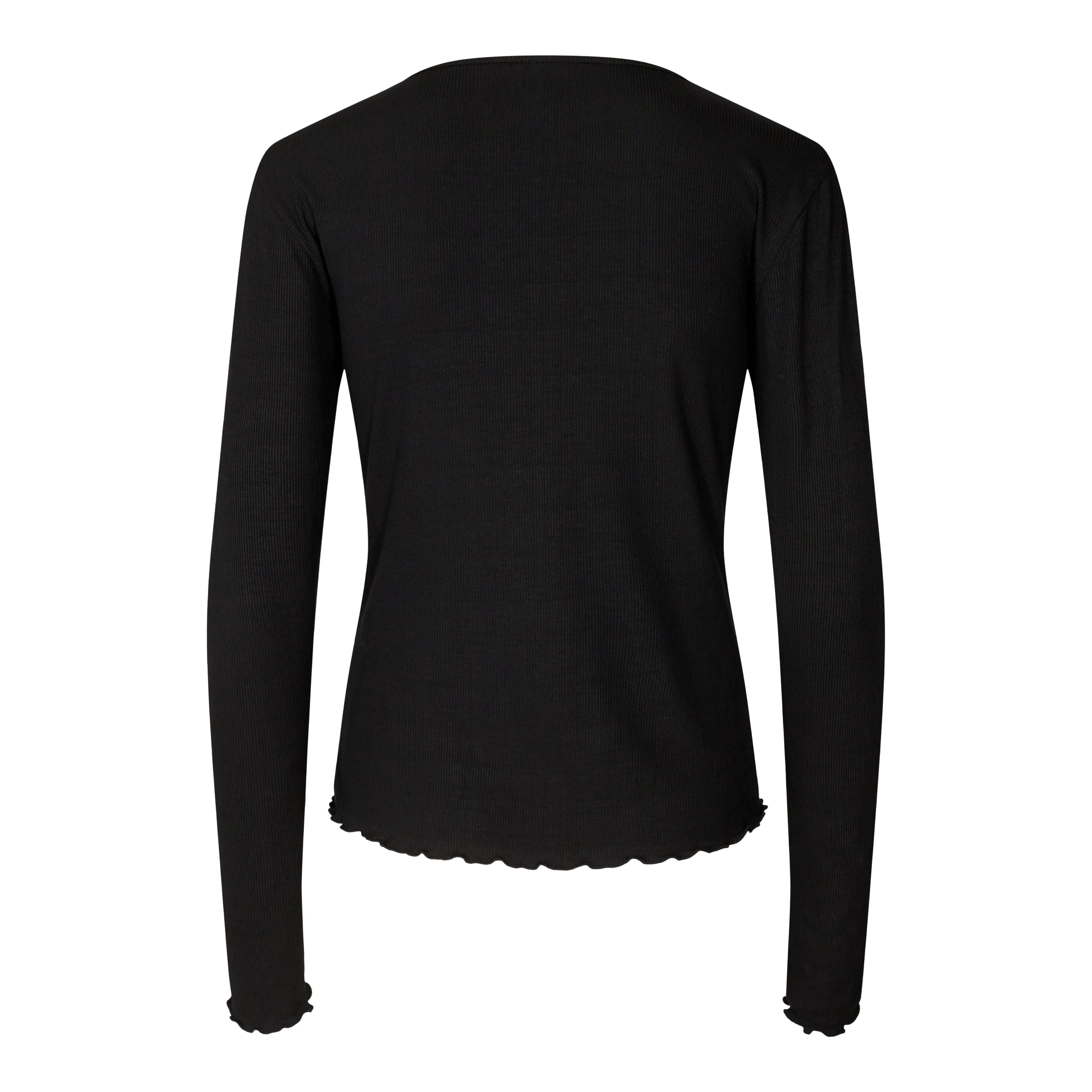 NATALIA LS ROUND NECK  BLOUSE - BLACK