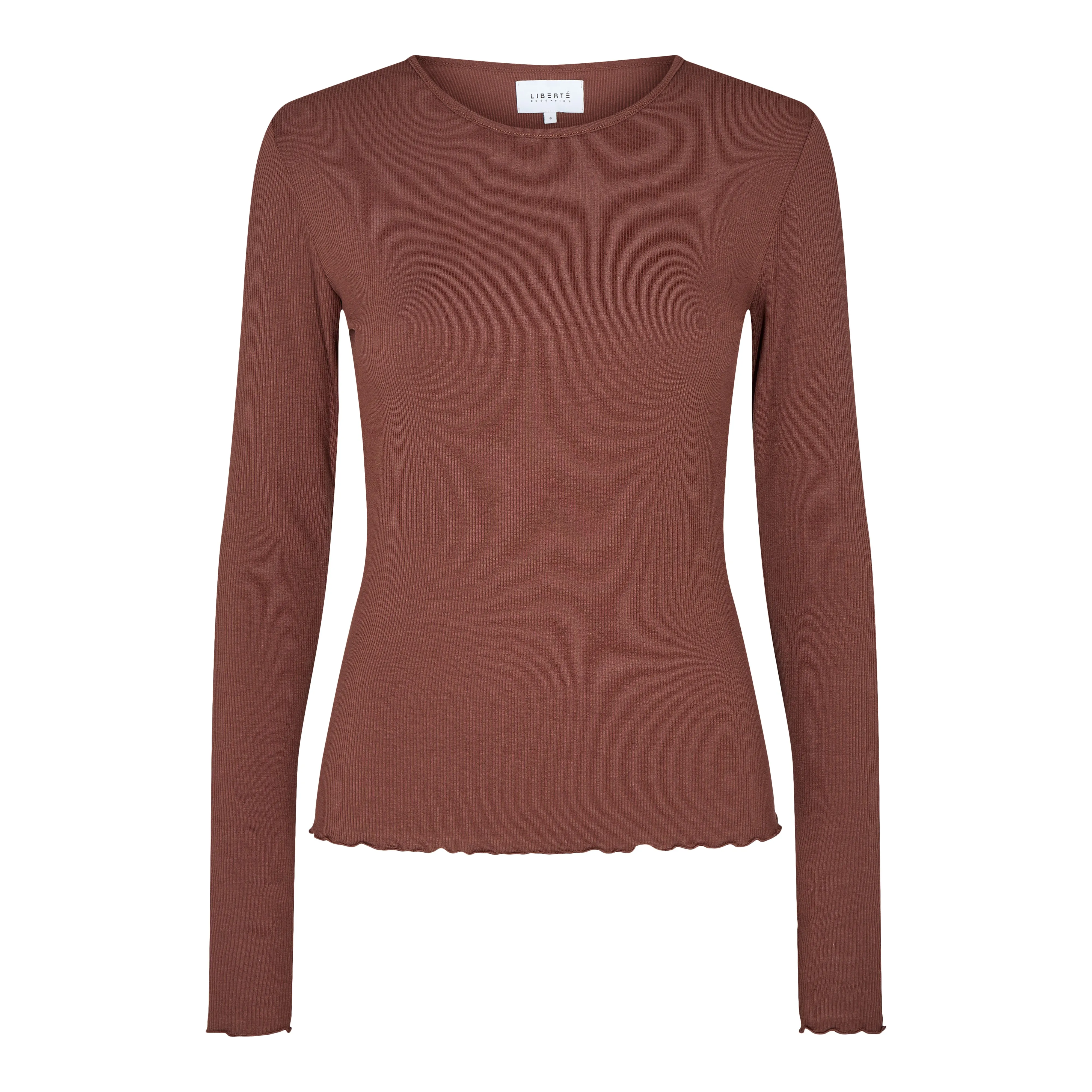 NATALIA LS ROUND NECK  BLOUSE - CHOCO
