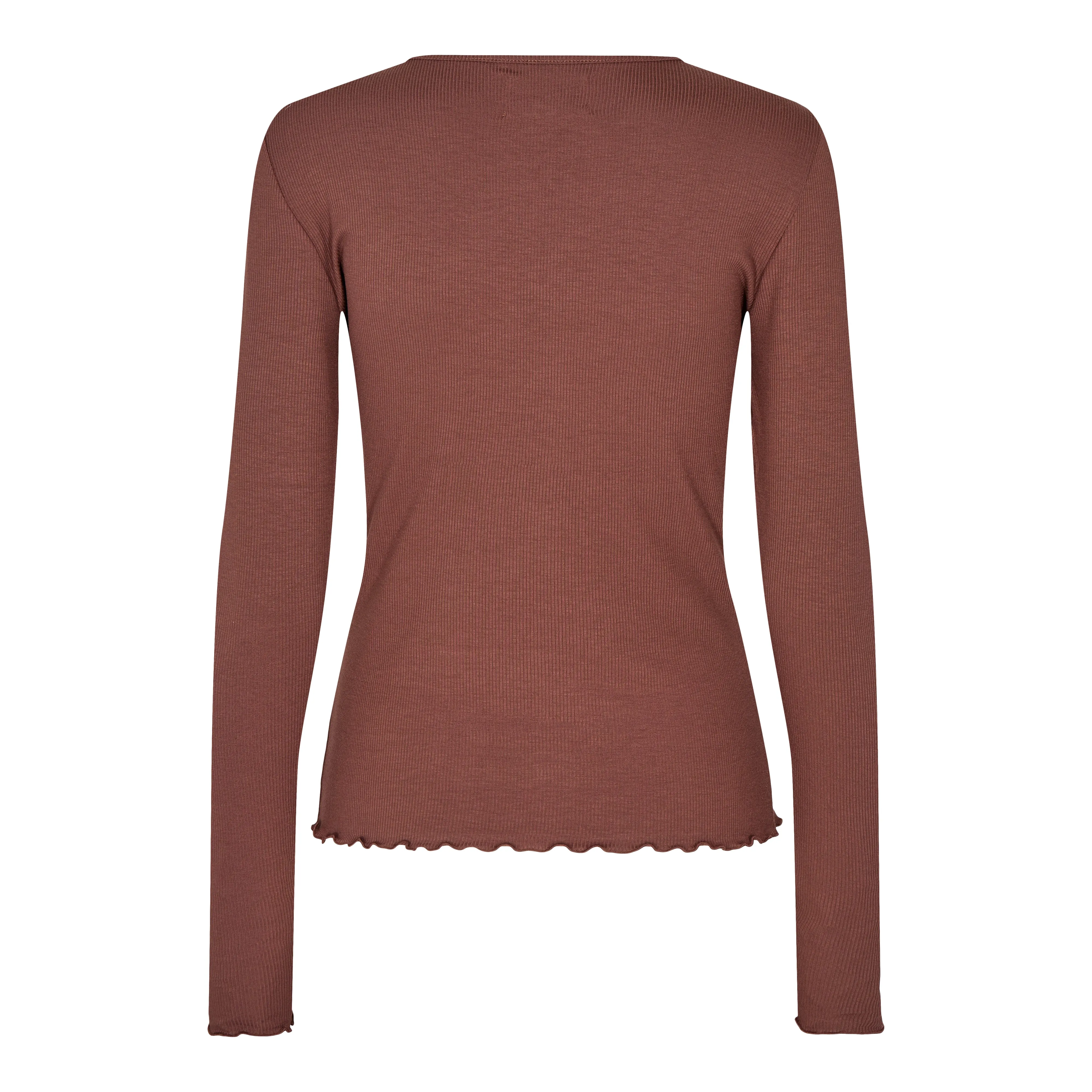 NATALIA LS ROUND NECK  BLOUSE - CHOCO