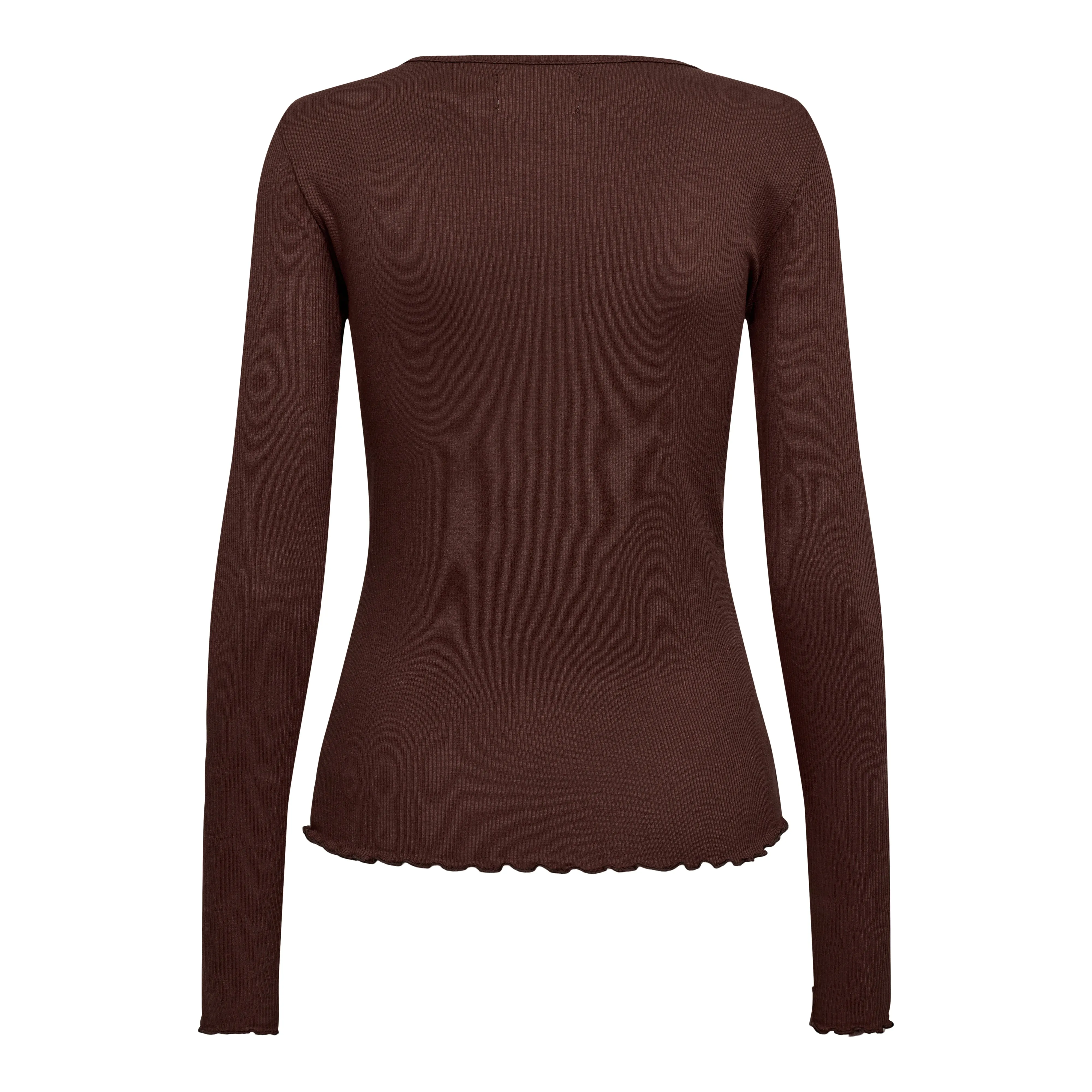 NATALIA LS ROUND NECK  BLOUSE - DARK BROWN