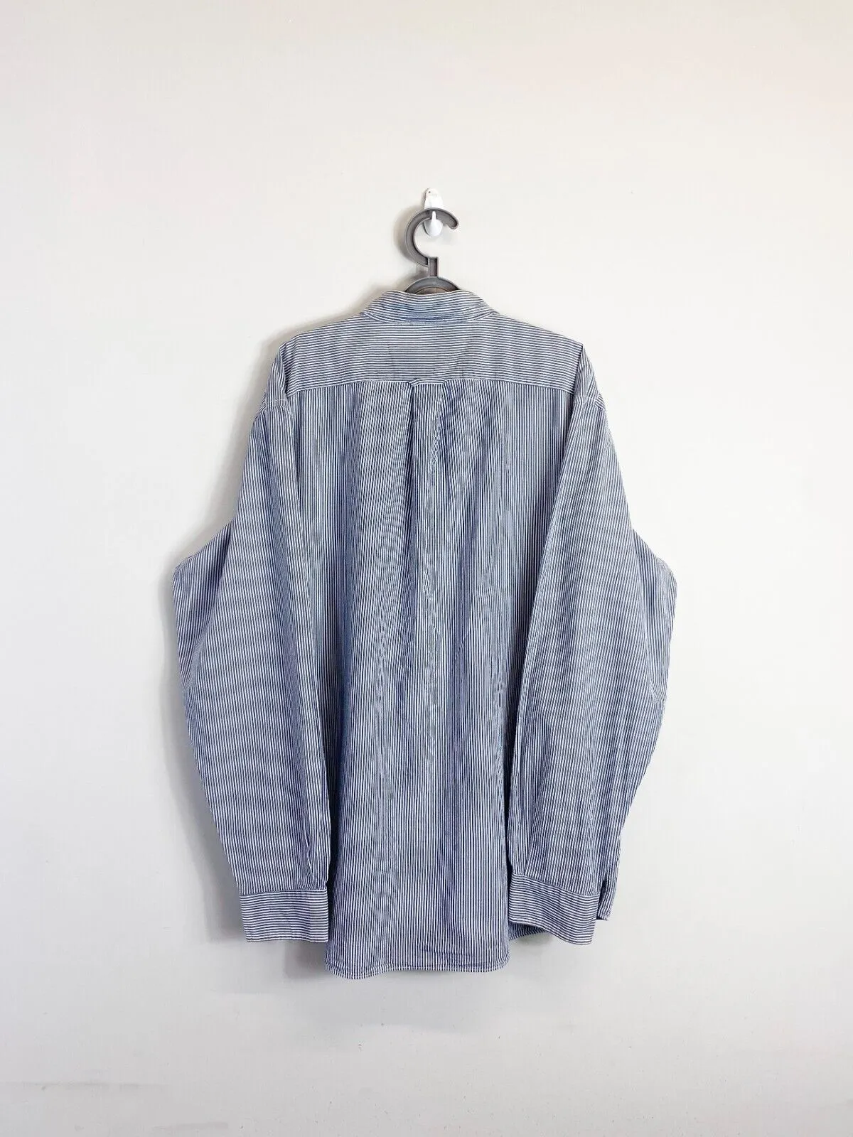 Nautica Shirt Men XL Blue Pinstriped Chest Pocket Long Sleeve Collar Button Down