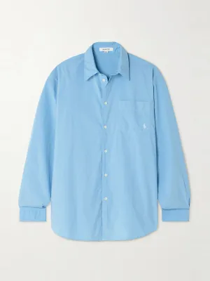 Oversized embroidered cotton-poplin shirt