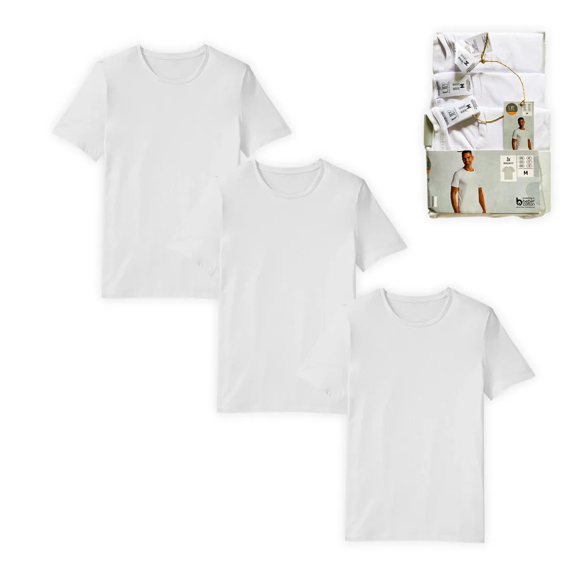 Pack of 3 Mens Basic Round Neck Cotton Undershirt