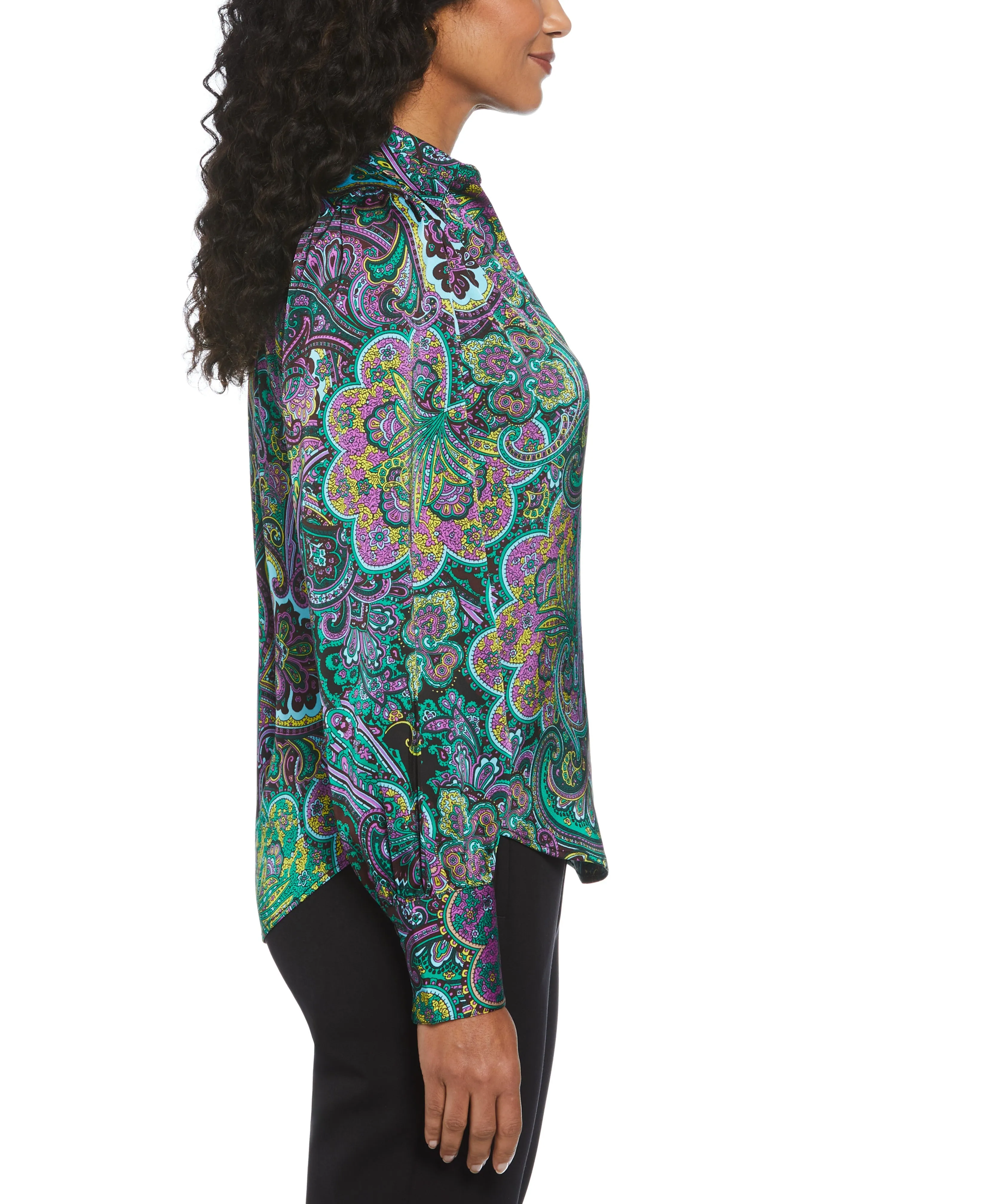 Paisley Print Shine Satin Blouse