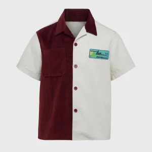 Paneled Corduroy Shirt Maroon