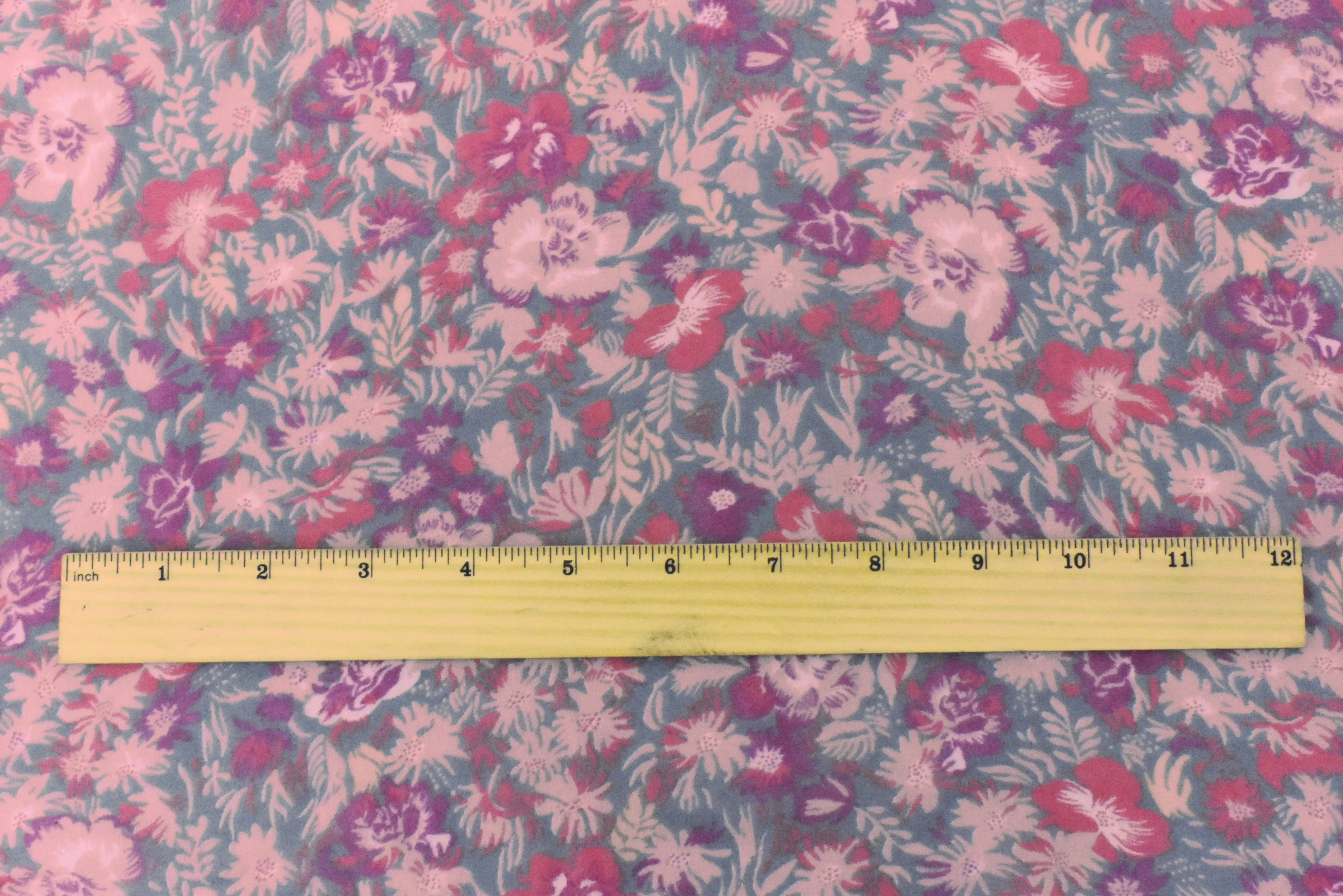 Pink-Gray-Multi Floral Printed Poly Chiffon Woven Fabric