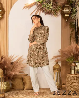 Polyester Knee-Length Button-Down Top 62232