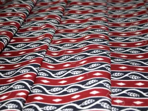 Red Black Leaves Border Design Pure Cotton Fabric
