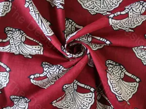 Red Tribal Design Pure Cotton Fabric