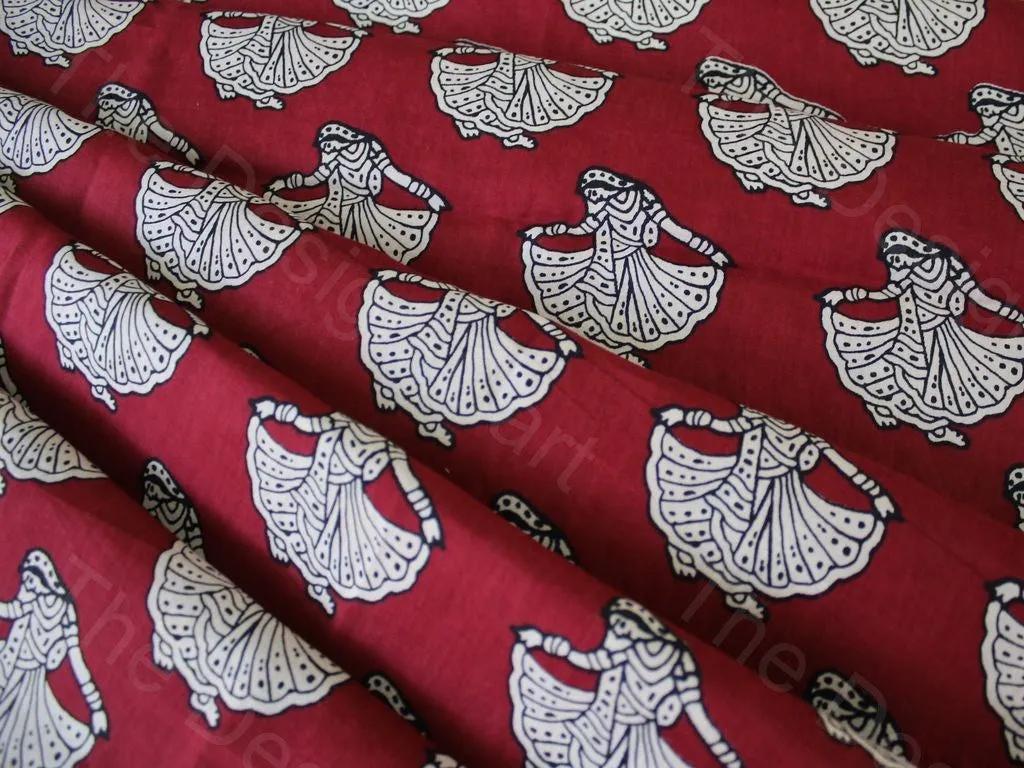 Red Tribal Design Pure Cotton Fabric