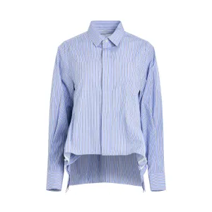 Rushed Thomas Mason Cotton Poplin Shirt in Light Blue Stripe
