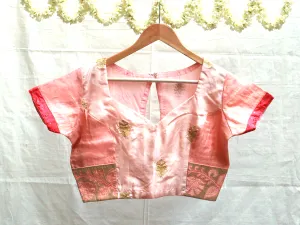 Salmon and coral peach embroidery blouse