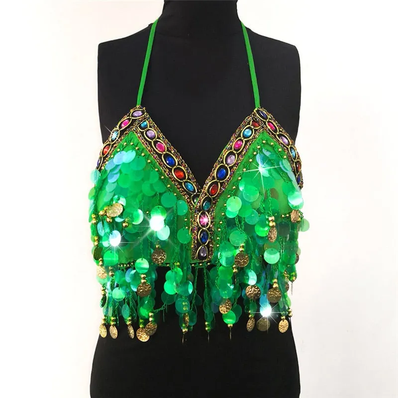 Sequin Rhinestone Bra Women Tee Gothic Blusas Corset Ladies Shirt Camis Party Woman Clothes y2k Crop Tops Ropa Club Tank Top