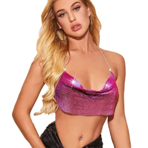 Sequin Rhinestone Bra Women Tee Gothic Blusas Corset Ladies Shirt Camis Party Woman Clothes y2k Crop Tops Ropa Club Tank Top