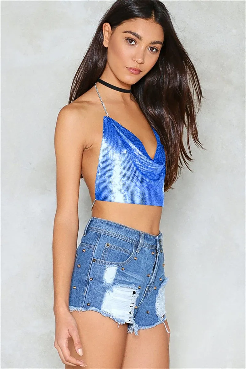 Sequin Rhinestone Bra Women Tee Gothic Blusas Corset Ladies Shirt Camis Party Woman Clothes y2k Crop Tops Ropa Club Tank Top