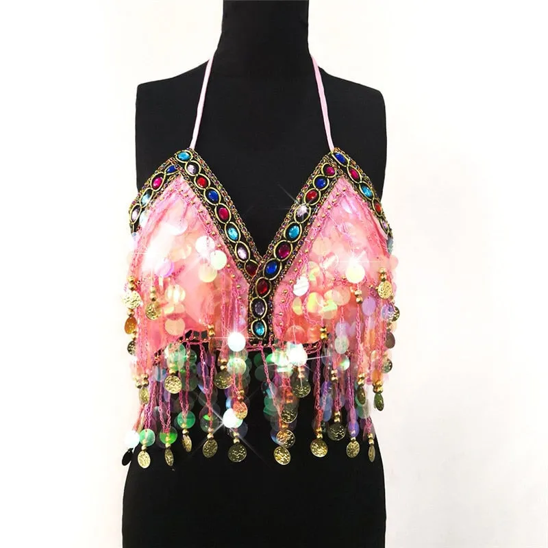 Sequin Rhinestone Bra Women Tee Gothic Blusas Corset Ladies Shirt Camis Party Woman Clothes y2k Crop Tops Ropa Club Tank Top