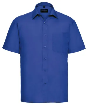 Short sleeve polycotton easycare poplin shirt | Bright Royal