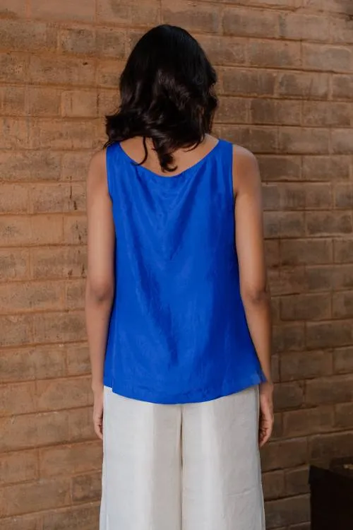 Sleevless blouse with cowl neck - Zenobia Ultramarine