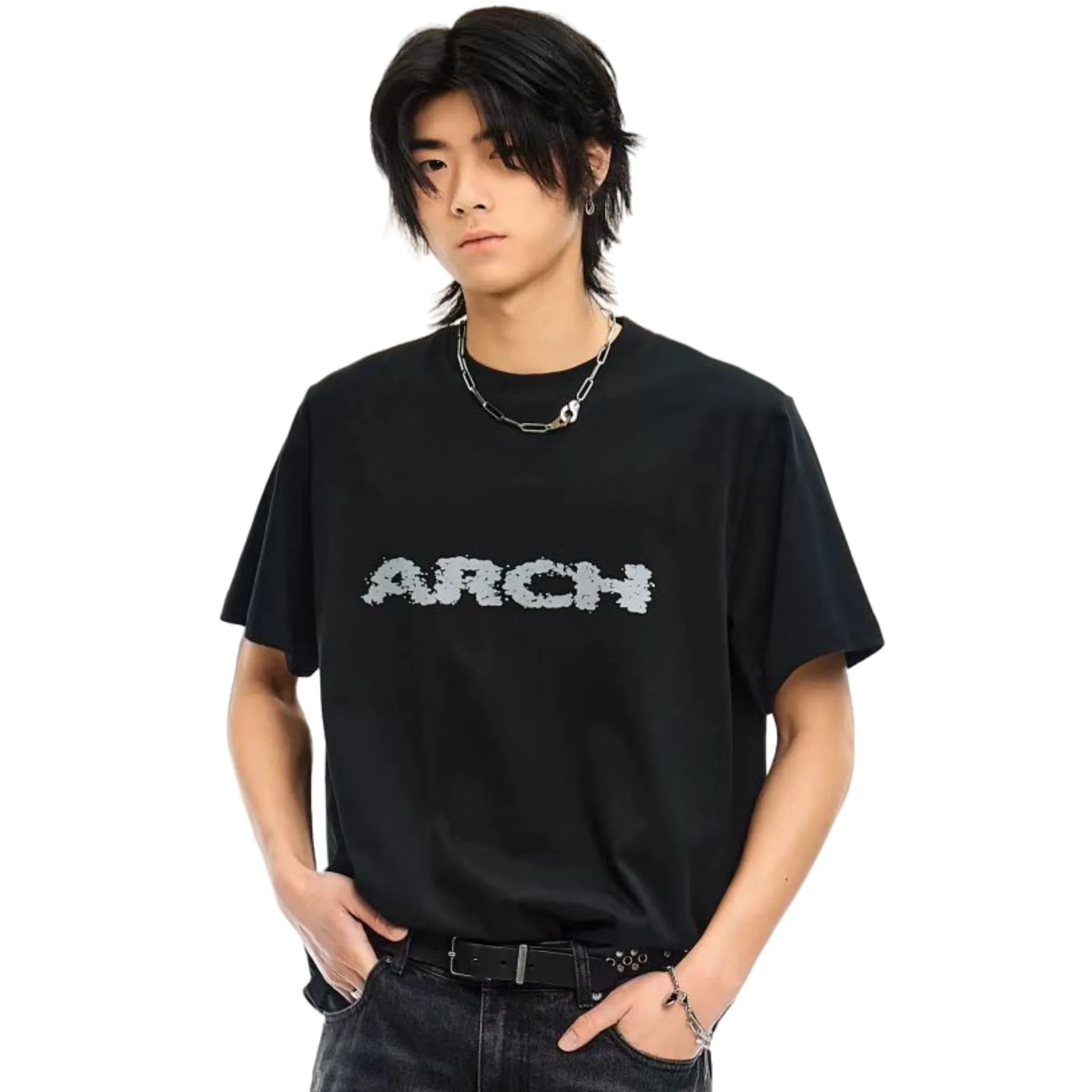 Spray Painted Logo Short Sleeve T-shirt In Black